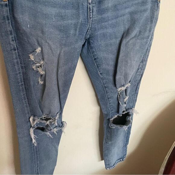 Agolde High Rise Distressed Skinny Jeans Blue Size 26 - Picture 6 of 9